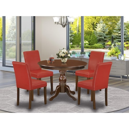 East West Furniture 5 Piece Hartland Dining Room Table Set - Mahogany HBAB5-MAH-72